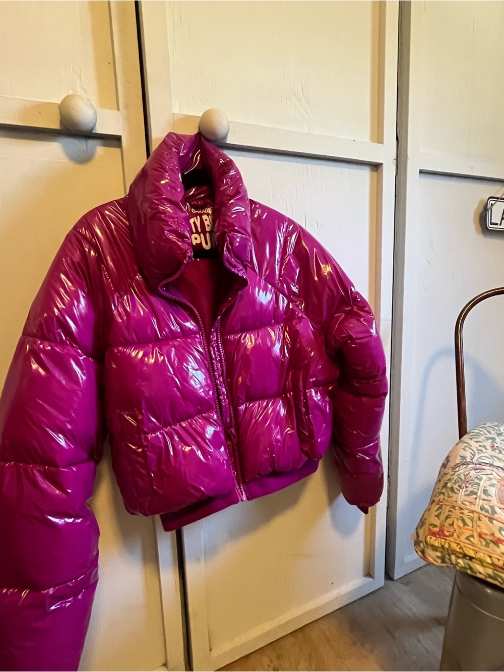 Garage Shiny Magenta Puffer Jacket
